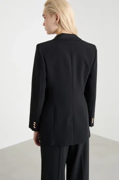 Blazer lungo in raso opaco - Nero