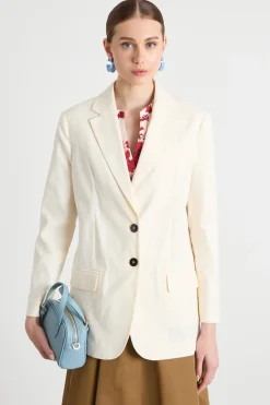 Blazer lungo in stuoia - Bianco