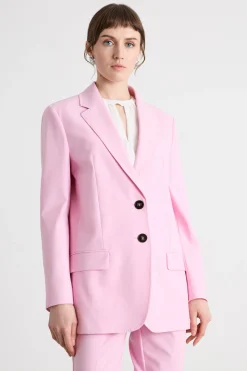 Blazer lungo in tela stretch - Rosa