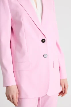 Blazer lungo in tela stretch - Rosa