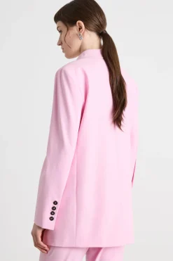 Blazer lungo in tela stretch - Rosa