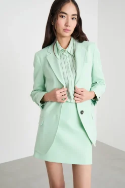 Blazer lungo in tela stretch - Verde
