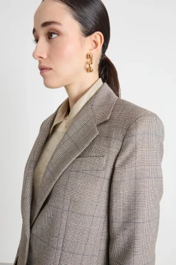 Blazer monopetto in batavia di lana - Beige Marrone