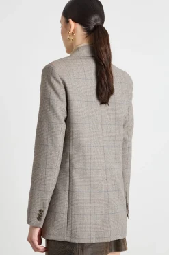 Blazer monopetto in batavia di lana - Beige Marrone