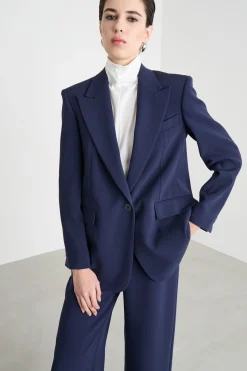 Blazer monopetto in cady - Blu