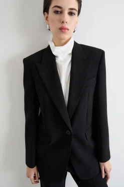 Blazer monopetto in cady - Nero