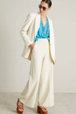 Blazer monopetto in crépe - Latte