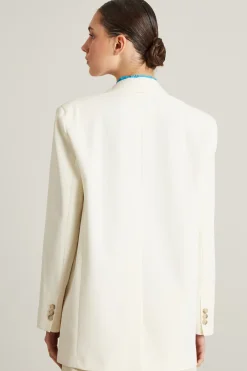 Blazer monopetto in crépe - Latte