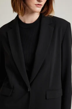 Blazer monopetto in crépe - Nero