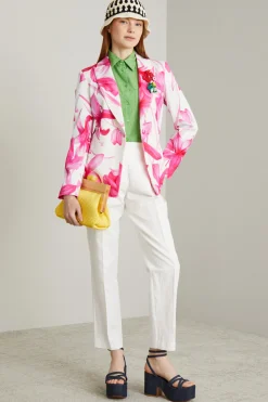 Blazer monopetto in faille - Bianco Fuxia