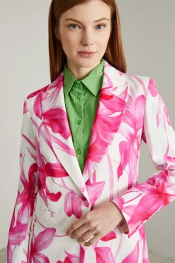 Blazer monopetto in faille - Bianco Fuxia