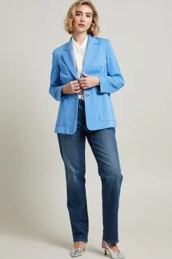 Blazer monopetto in gabardina - Azzurro