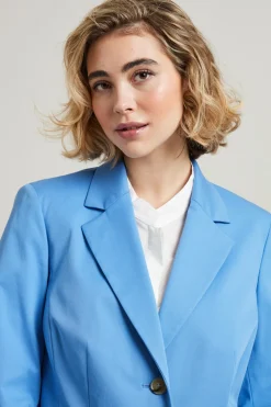 Blazer monopetto in gabardina - Azzurro