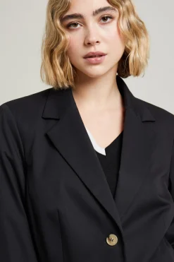 Blazer monopetto in gabardina - Nero