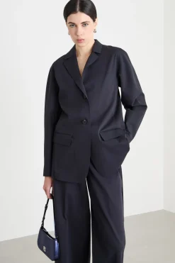 Blazer monopetto in jersey - Blu