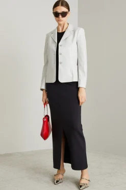Blazer monopetto in jersey spalmato - Ghiaccio