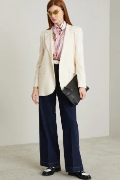 Blazer monopetto in piquet - Avorio