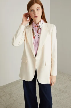 Blazer monopetto in piquet - Avorio