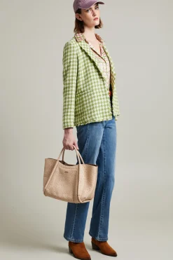 Blazer monopetto in stuoia - Verde Latte