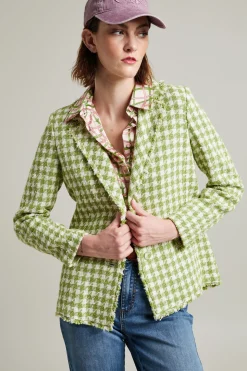 Blazer monopetto in stuoia - Verde Latte