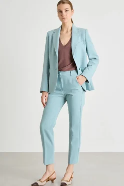 Blazer monopetto in tela - Azzurro