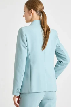 Blazer monopetto in tela - Azzurro