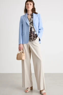 Blazer monopetto in tela - Azzurro