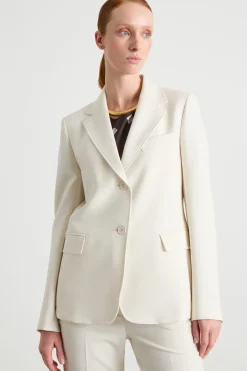 Blazer monopetto in tela - Bianco