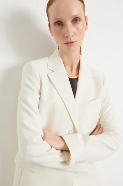 Blazer monopetto in tela - Bianco