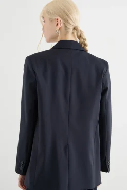 Blazer monopetto in tela - Blu