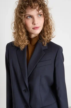 Blazer monopetto in tela - Blu