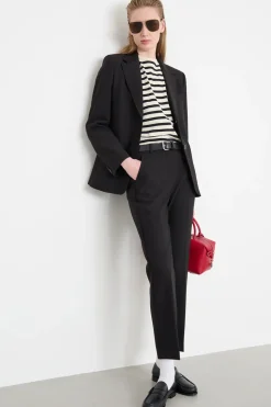 Blazer monopetto in tela - Nero