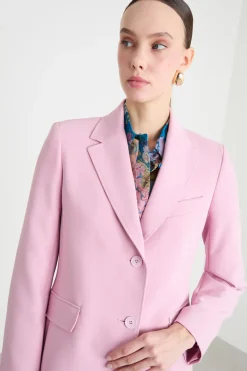 Blazer monopetto in tela - Rosa