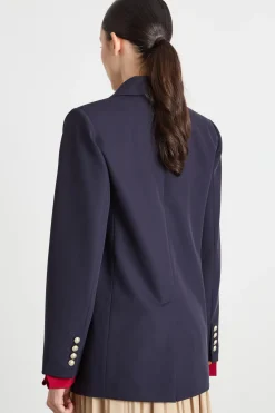 Blazer monopetto in twill - Blu Notte