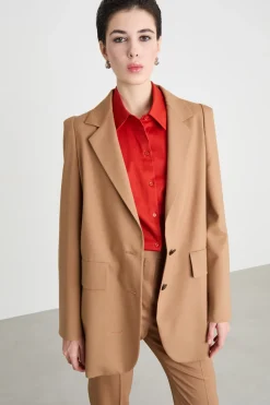Blazer monopetto lungo - Cammello