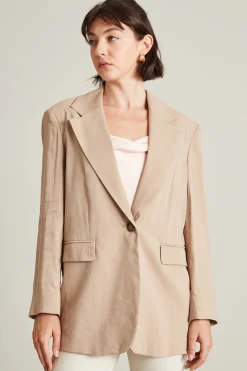 Blazer over in lino - Beige