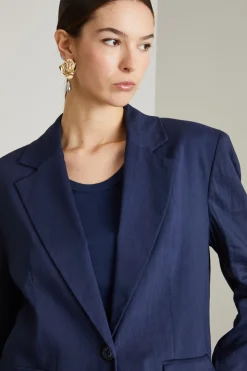 Blazer over in lino - Blu