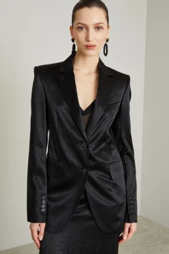Blazer over in raso - Nero