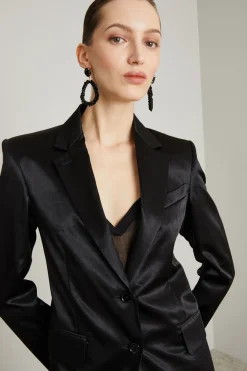 Blazer over in raso - Nero