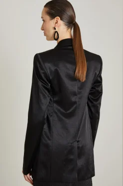 Blazer over in raso - Nero