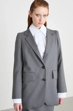 Blazer over in tela - Grigio