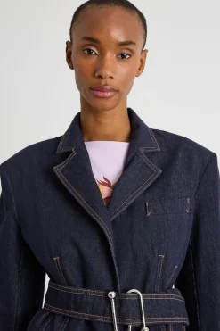 Blazer oversize con cintura - Blu Notte