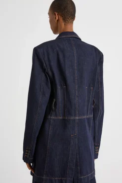 Blazer oversize con cintura - Blu Notte