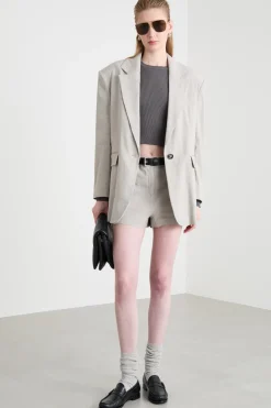 Blazer oversize con spilla - Beige