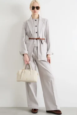 Blazer oversize gessato - Grigio