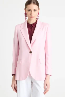 Blazer oversize in stuoia - Rosa
