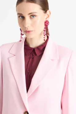 Blazer oversize in stuoia - Rosa