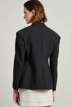 Blazer sfiancato con spalline - Nero