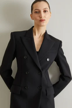 Blazer sfiancato con spalline - Nero