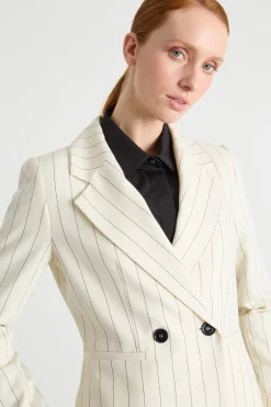 Blazer sfiancato gessato - Bianco